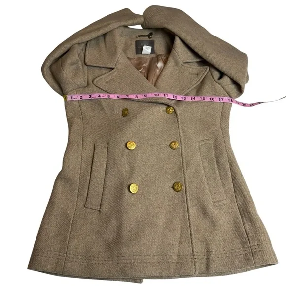 J. Crew Stadium Cloth Beige Pea Coat with Gold Buttons - Picture 8 of 11